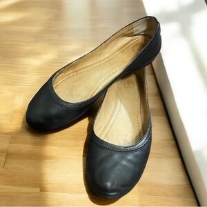 Frye Black Leather Carson Ballet Loafers Size 7.5